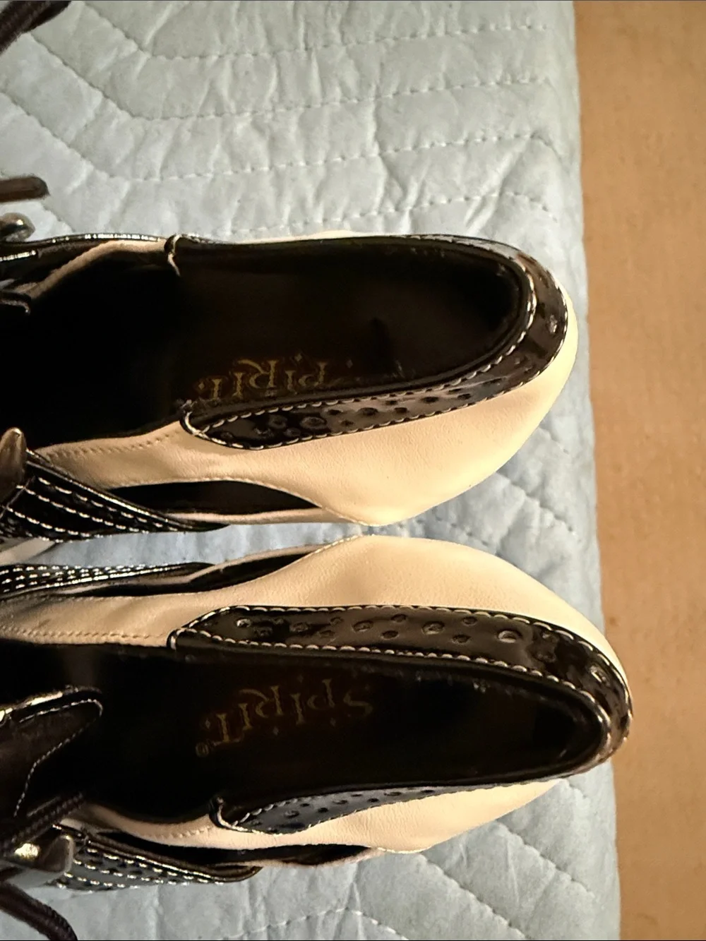 Spirit Black and White Platform Lace-Up Heels